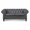 Canapé 2 places Chesterfield simili cuir gris