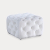 Pouf carré capitonné en velours blanc