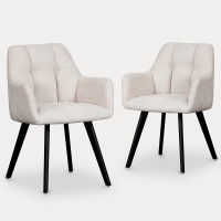 Lot de 2 chaises effet peau de mouton beige pieds métal noir