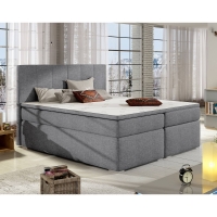 Lit boxspring 180x200 avec coffre de rangement en tissu gris