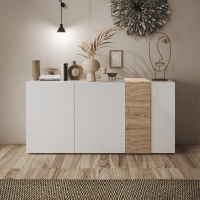 Buffet 3 portes bois et blanc