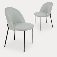 Lot de 2 chaises design en velours gris et pieds noirs