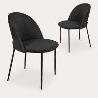 Lot de 2 chaises design en velours noir et pieds noirs