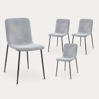 Lot de 4 chaises effet peau de mouton gris clair pieds métal noir