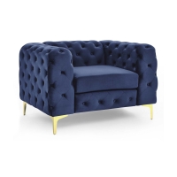 Fauteuil chesterfield en velours bleu