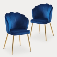 Lot de 2 chaises design en velours bleu