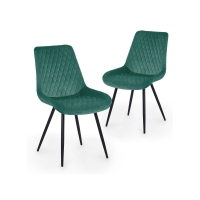 Lot de 2 chaises en velours vert pieds en métal noir