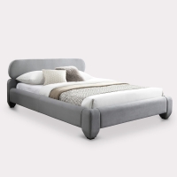 Lit double en velours gris 140x190 cm