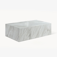 Table basse rectangulaire en marbre blanc
