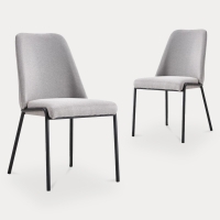 Lot de 2 chaises contemporaines en tissu gris