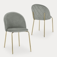 Lot de 2 chaises en velours gris