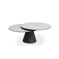 Table basse ronde effet marbre à plateau rotatif en céramique blanc