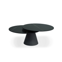 Table basse ronde effet marbre à plateau rotatif en céramique noir