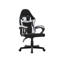 Fauteuil de bureau enfant en tissu noir et blanc