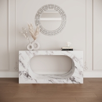 Console rectangulaire effet marbre blanc