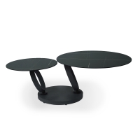 Table basse ronde à plateaux rotatifs céramique noir