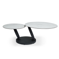 Table basse ronde à plateaux rotatifs en céramique blanc