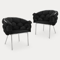 Lot de 2 chaises design en velours noir et pieds argentés