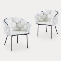 Lot de 2 chaises effet peau de mouton blanc pieds en métal noir