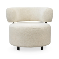 Fauteuil design en tissu beige et métal noir