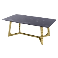 Table basse rectangulaire design effet marbre noir et doré