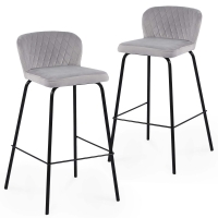 Lot de 2 tabourets de bar design en velours gris