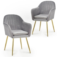 Lot de 2 chaises design avec accoudoirs en velours gris
