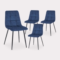 Lot de 4 chaises en tissu bleu