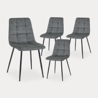 Lot de 4 chaises en tissu gris foncé