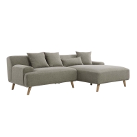 Canapé d'angle scandinave avec méridienne en tissu taupe - Angle Droit