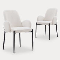 Lot de 2 chaises design en tissu bouclette blanc