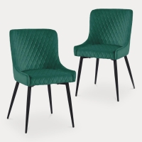 Lot de 2 chaises capitonnées en velours vert