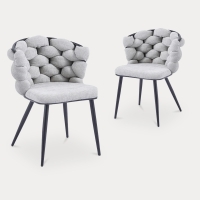 Lot de 2 chaises en tissu gris pieds en métal noir