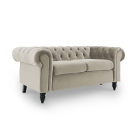 Canapé 2 places chesterfield velours beige