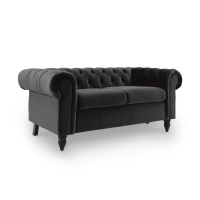 Canapé 2 places chesterfield velours noir