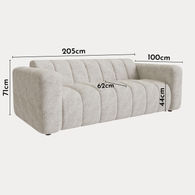 Canapé 3 places en tissu matelassé beige