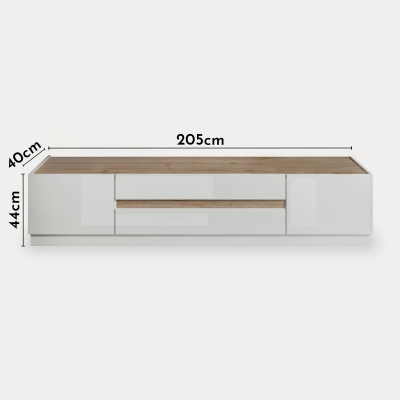 Meuble TV 2 portes 2 tiroir bois et blanc