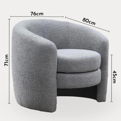 Fauteuil cabriolet design effet peau de mouton gris