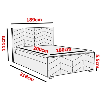 Lit coffre pour 2 personnes en velours gris 180x200 cm