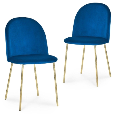 Lot de 2 chaises en velours bleu design