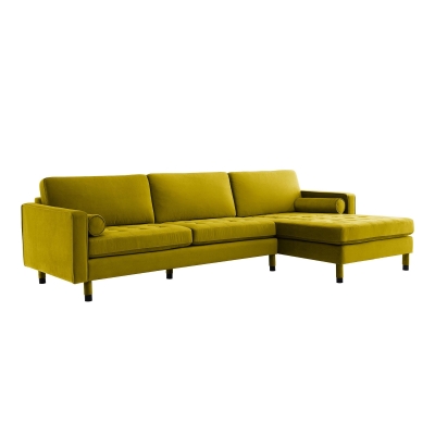 Canapé d'angle scandinave en velours jaune - Angle Droit