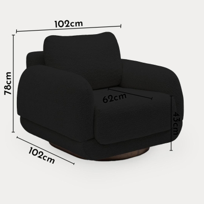 Fauteuil design effet peau de mouton noir