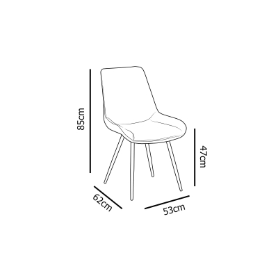 Lot de 2 chaises en velours vert pieds en métal noir