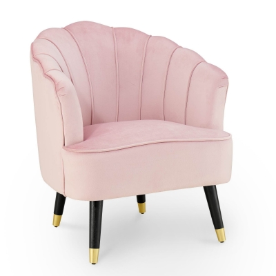 Fauteuil en tissu velours rose