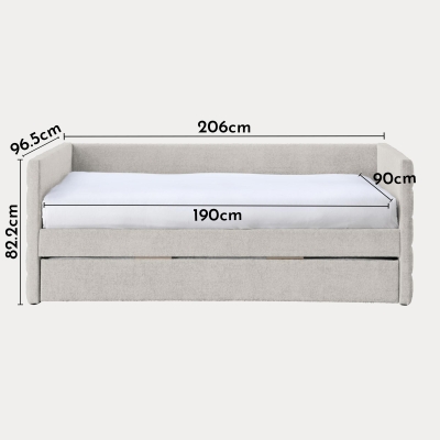 Lit gigogne en tissu beige 90x190 cm