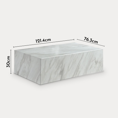 Table basse rectangulaire marbre d'ingénierie blanc