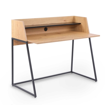 Bureau compact avec étagère en bois et métal