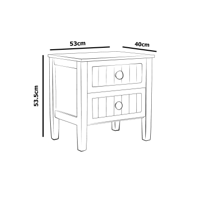 Table de chevet avec 2 tiroirs en bois blanc