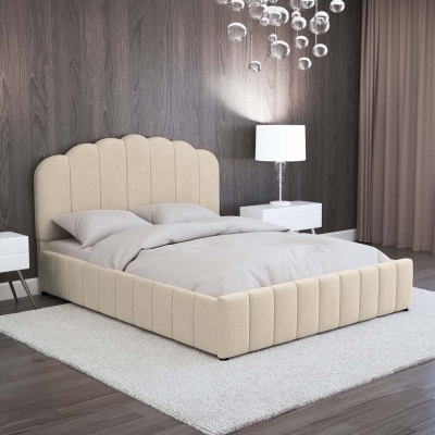 Lit coffre 160x200 cm en velours beige