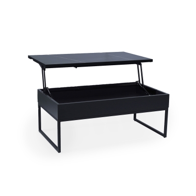 Table basse rectangulaire à plateau relevable avec rangement noir